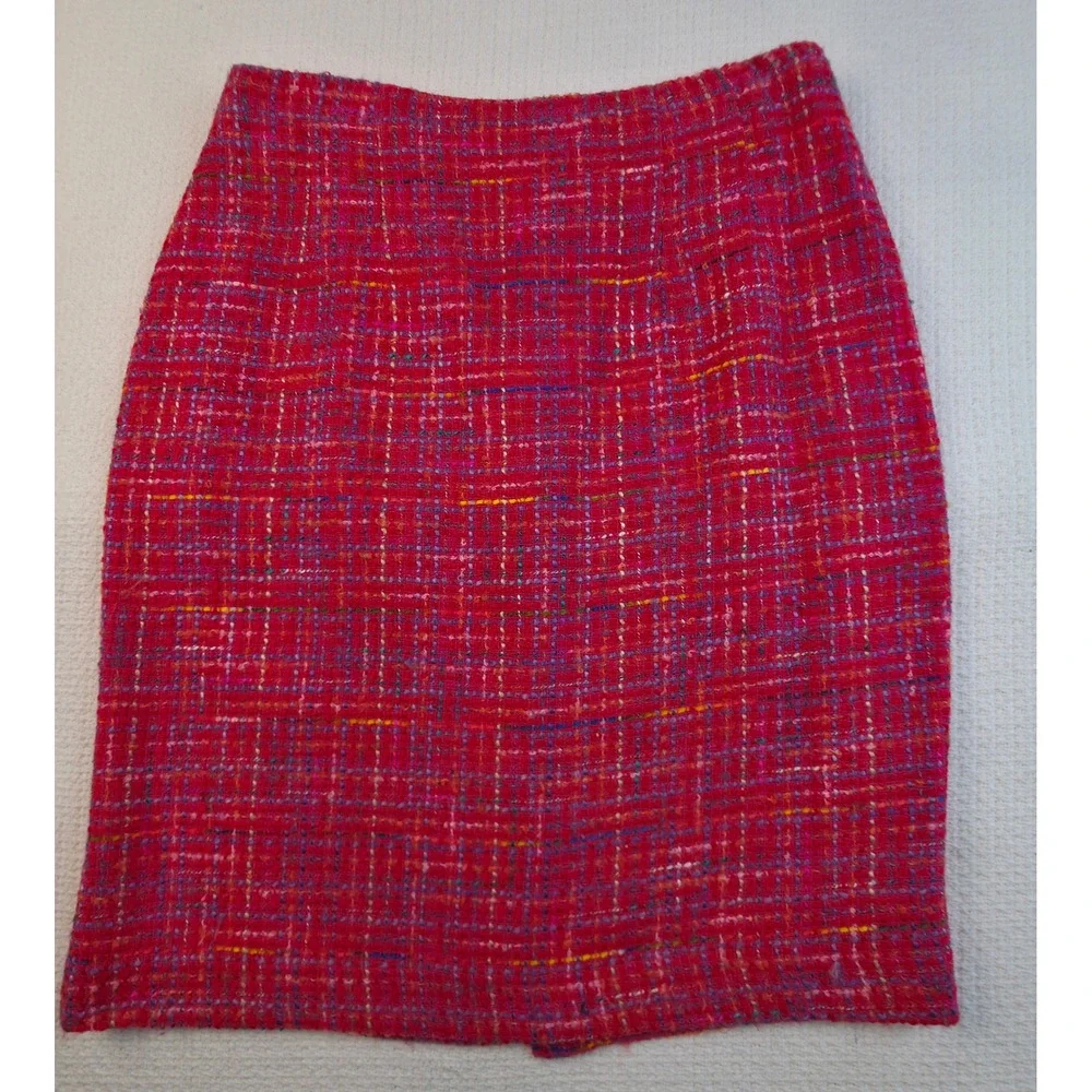 Vintage Lew Magram Womens Sz 8 2 Piece Skirt Suit Fuchsia Boucle Tweed Blazer